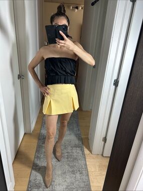 Zara Black Textured Strapless Tube Top Cropped Bustier Style Small
